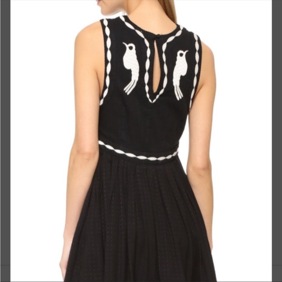 NWT free people birds of a feather black embroidered dress size 4 - Picture 3 of 8